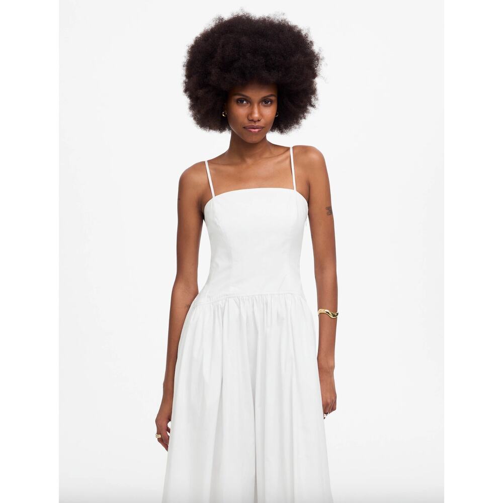 Madewell Poplin Seamed Maxi Dress A Line Minimalist Cotton White US 8 NWT - Picture 2 of 14